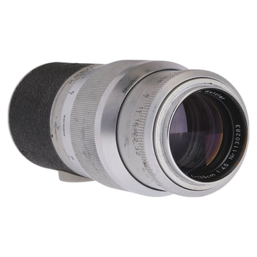 Leica Hektor lens angled view showing serial number 1130283 and front element