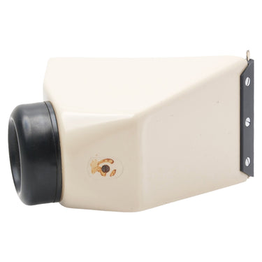 Linhof 2X3 tan viewfinder side profile with eyepiece at left and mounting bracket at right