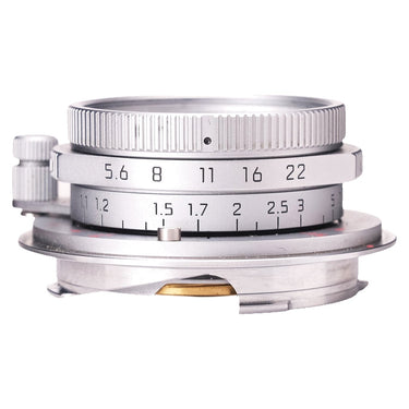 Leica Summaron-M 28mm f5.6 side view showing aperture and distance scales