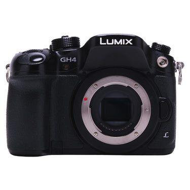 Panasonic Lumix GH4 front view with bare Micro Four Thirds mount and sensor