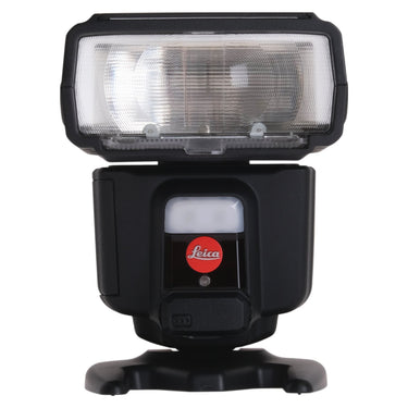 Leica SF 60 flash front view with flash head and red Leica logo