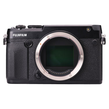 Fujifilm GFX 50R front view with bare G mount and medium format sensor