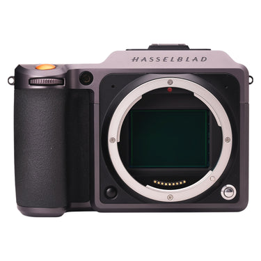 Hasselblad X1D II 50C front view with bare lens mount and exposed medium format sensor