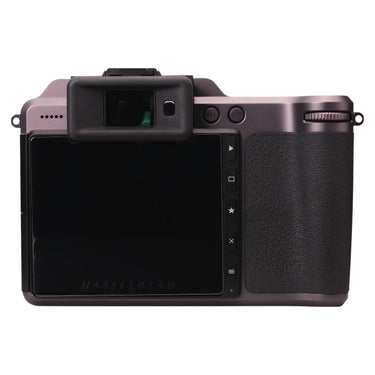 Hasselblad X1D II 50C rear view showing LCD screen, viewfinder and control buttons
