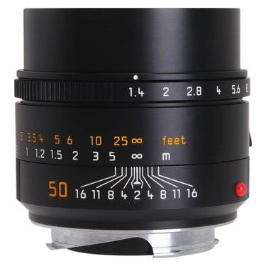 Leica Summilux-M 50mm f1.4 ASPH aperture ring and depth-of-field scale with red index