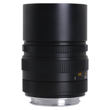 Leica 90mm f2.8 Elmarit-M lens showing focus scale and Lens Made in Germany engraving