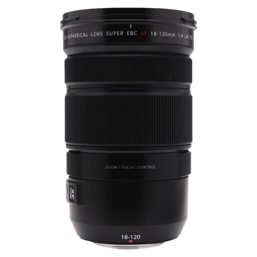 Fujifilm XF 18-120mm f4 lens upper barrel with model and focal length markings