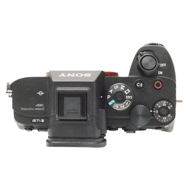 Sony a7S III top plate with mode dial, shutter button, and hot shoe