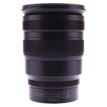 Nikon Z 24-70mm f2.8 S side view showing barrel and engraved serial number 20129909