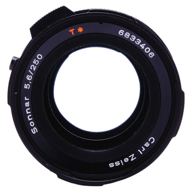 Hasselblad CF 250mm Sonnar rear mount with serial number 6833406 and Carl Zeiss T* engraving