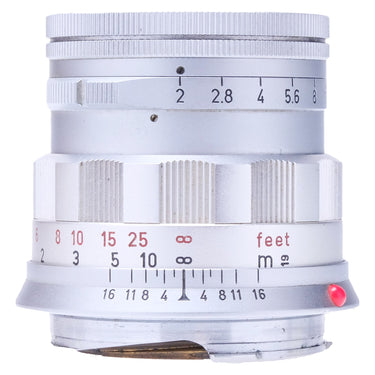 Leica 50mm f2 Summicron Rigid side view with aperture and distance scales