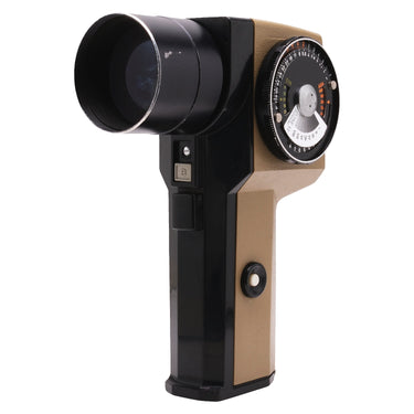 Pentax Spotmeter V front and side with objective barrel and Zone VI ASA/DIN calculator dial