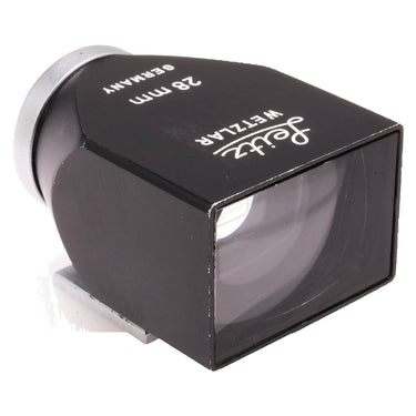 Leitz Wetzlar 28mm SLOOZ viewfinder angled view showing top engraving and front optic