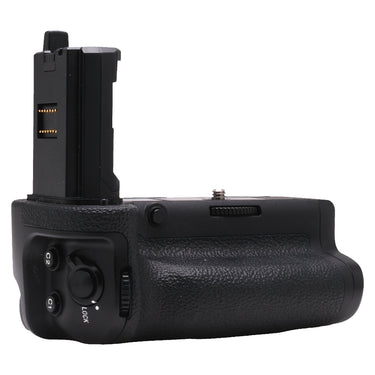Sony VG-C5 vertical grip side view showing battery tray contacts and C1/C2 buttons