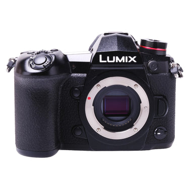 Panasonic Lumix DC-G9 front view with bare Micro Four Thirds mount and sensor exposed