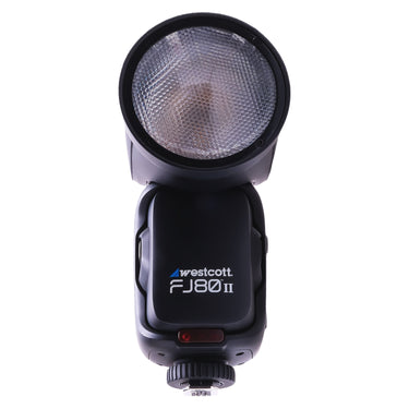 Westcott FJ80 II front view of round flash head and reflector