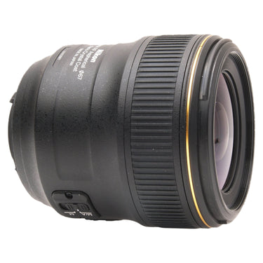 Nikon AF-S 35mm f1.4G side view showing serial number and Nano Crystal Coat markings