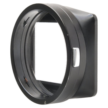 Leica 12592 metal lens hood angled side view with silver release button