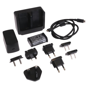 Leica USB-C Power Set contents: dual charger, AC adapter, BP-SCL6 battery, USB-C cable and international plug adapters
