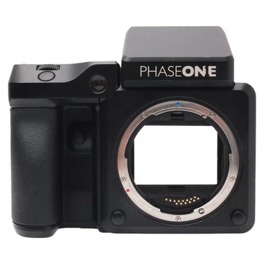 Phase One XF front view with bare lens mount and prism finder