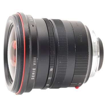 Leica 21mm f1.4 Summilux-M ASPH side view showing Serie VIII marking and mount