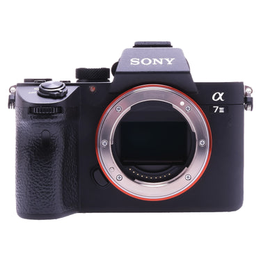 Sony A7 III front view with bare E-mount and exposed full-frame sensor