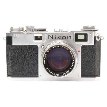 Nikon S2 rangefinder camera front view with 5cm f1.4 Nikkor-S.C lens mounted