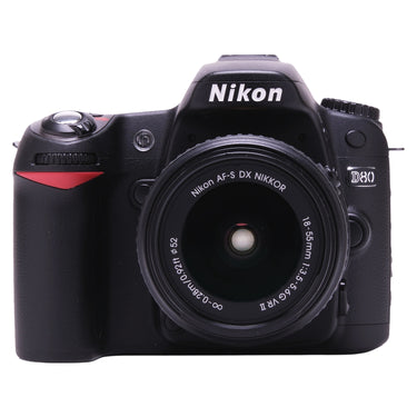 Nikon D80 with 18-55mm lens, front view