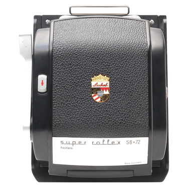 Linhof Super Rollex 56x72 roll film back front with maker crest and 56x72 label