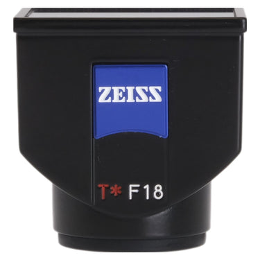 Zeiss 18mm T* viewfinder front with blue Zeiss badge and T* F18 marking