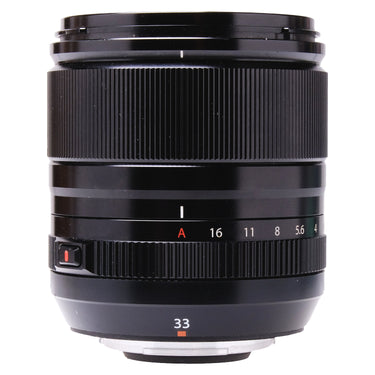 Fujifilm XF 33mm f1.4 R LM WR front barrel with aperture ring and 33 index marking