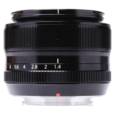 Fujifilm XF 35mm f1.4 R front barrel showing aperture scale and hood bayonet ring