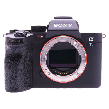 Sony A7S III front view with bare E-mount and full-frame sensor