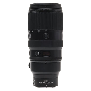 Nikon Z 100-400mm f4.5-5.6 VR S lens front barrel with zoom scale and information display