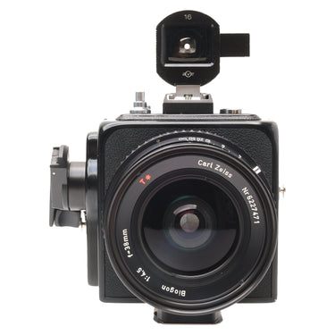 Hasselblad SWC/M front with Zeiss 38mm Biogon lens and optical 16 viewfinder on top
