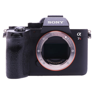Sony a7R IV front with bare E-mount and full-frame sensor