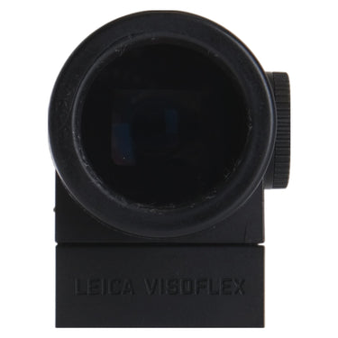 Leica Visoflex Typ 020 front eyepiece view with black EVF body and diopter dial