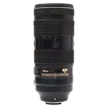 Nikon AF-S 70-200mm f2.8E FL ED VR front barrel with zoom scale and focus window
