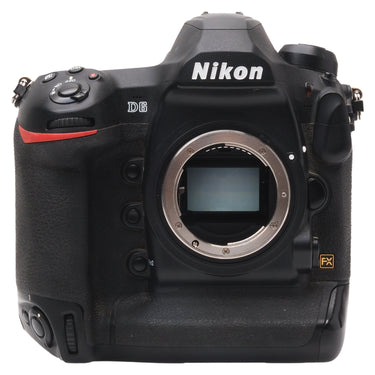 Nikon D6 front view with lens mount open and sensor exposed