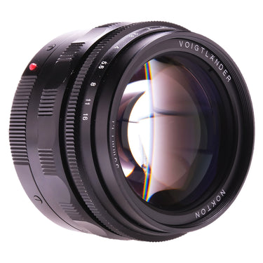 Voigtlander Nokton 50mm f1.1 angled front element and Voigtlander Nokton name ring