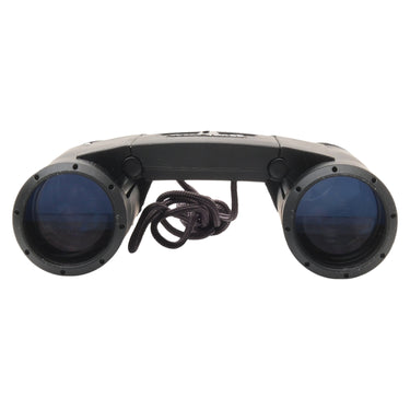 Minox binocular objective lens end with lanyard, caps removed