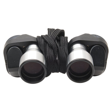 Minox BD 6x20 CP front view of objective lenses with coiled lanyard