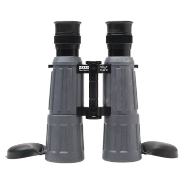 Zeiss 6x42 B T*P Dialyt binoculars front view with objective caps and center focus bridge