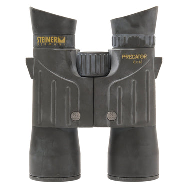 Steiner Predator 8x42 binoculars front view with gold logo and Predator marking