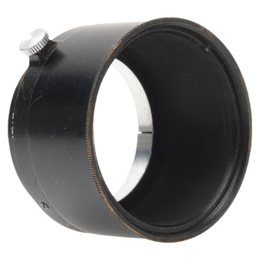 Leica FIKUS lens hood angled view showing open barrel interior and locking screw