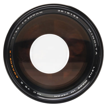 Minolta 300mm f4.5 Rokkor-X front element with serial number and MC Tele markings