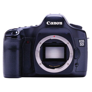 Canon EOS 5D front view with bare lens mount and mirror box