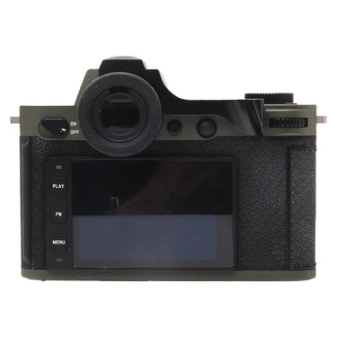 Leica SL2-S Reporter rear view with screen, viewfinder, and control buttons