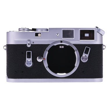 Leica M4 silver 35mm rangefinder front view with bare lens mount