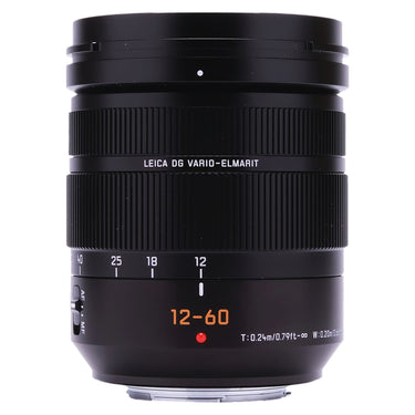 Panasonic Leica DG 12-60mm lens front barrel with zoom scale and AF MF switch